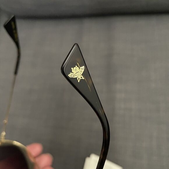 NWT Gucci Round Frame Sylvie Web Sunglasses GG0105S Gold - Picture 6 of 9